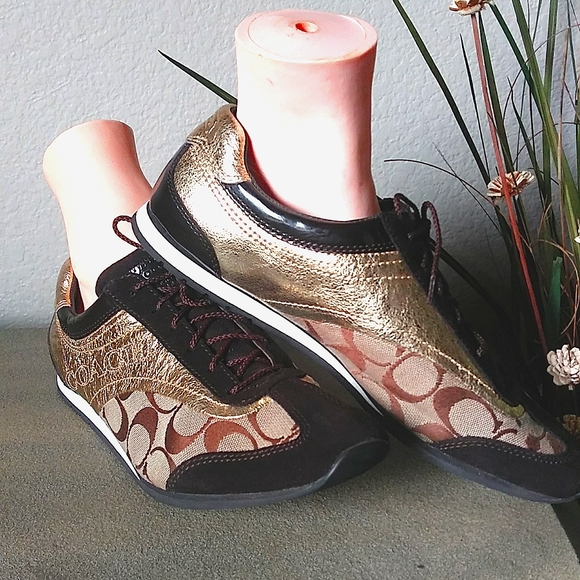 NWOB - Coach Kodie Q538 F0007/F09 Gold Brown Sneakers. 10M - Picture 1 of 10